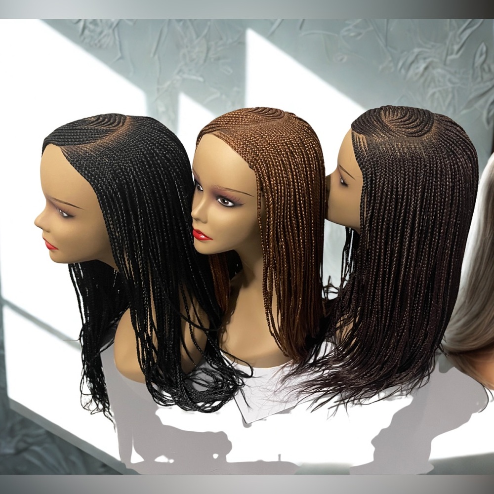 New Handmade Glueless Braided Wig - Black and Brown